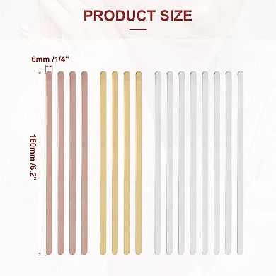 Bracelet Blanks 1/4 x 6inch, 16Pcs Bangle Blanks Cuff Bracelet Blanks Stainless Steel, 3 Colors