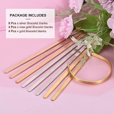 Bracelet Blanks 1/4 x 6inch, 16Pcs Bangle Blanks Cuff Bracelet Blanks Stainless Steel, 3 Colors