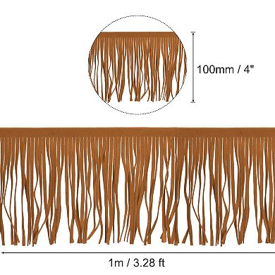 1 Yard 4 Inch PU Leather Suede Fringe Trim Double Side Leather Sewing Tassel Fringe