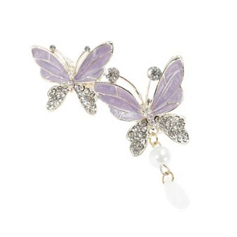 Butterfly Pendant French Barrette Hair Clips for Home Purple 1 pc