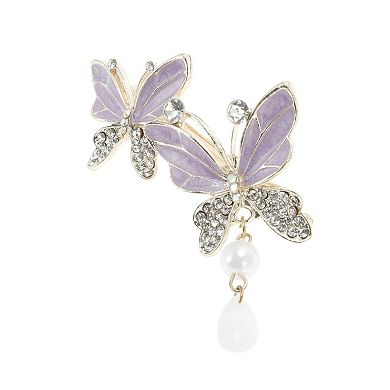 Butterfly Pendant French Barrette Hair Clips for Home Purple 1 Pc