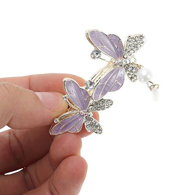 Butterfly Pendant French Barrette Hair Clips for Home Purple 1 Pc