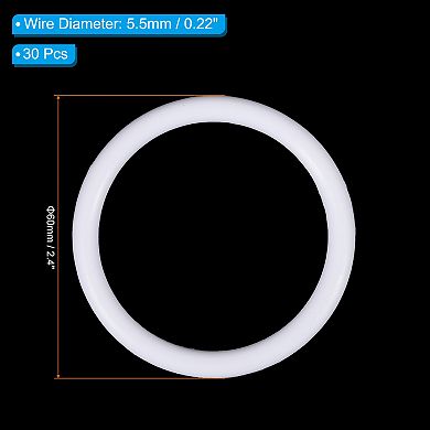 2.4" Dream Catcher Rings, 30 Pcs Plastic Macrame Wreath Floral Round Ring Hoop White
