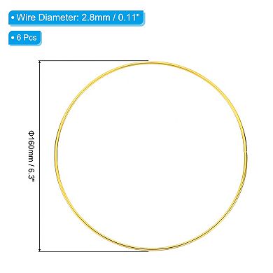 6.3" Dream Catcher Rings, 6 Pcs Metal Macrame Wreath Floral Round Ring Hoop