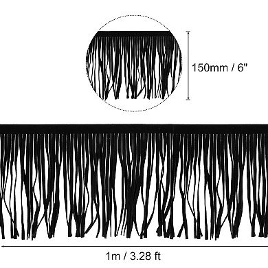1 Yard 6 Inch PU Leather Suede Fringe Trim Double Side Leather Sewing Tassel Fringe