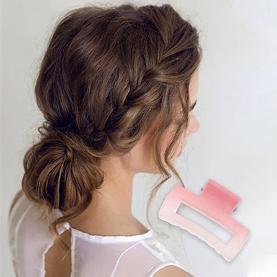 Elegant Rectangle Frosted Hair Clips for Home Gradient Pink 1 Pc