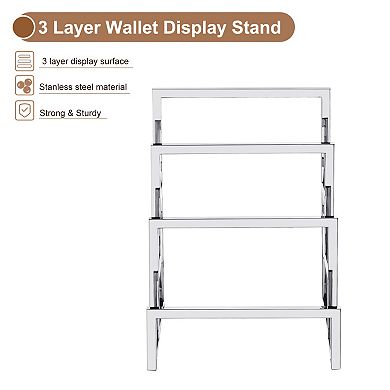 Clutch Purse Display Stand 3 Layer Wallet Display Rack Metal Clutch Holder Riser 2 Pcs