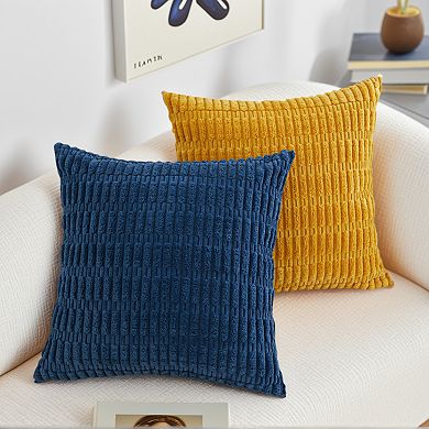 Corduroy Decorative Modern Solid Throw Pillow Covers 2 Pcs 16" x 16"