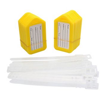Rectangle Shape Plastic Bag Name Label Luggage Tag 20 pc Yellow White