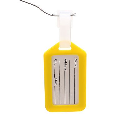 Rectangle Shape Plastic Bag Name Label Luggage Tag 20 Pcs Yellow White