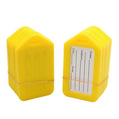 Rectangle Shape Plastic Bag Name Label Luggage Tag 20 Pcs Yellow White