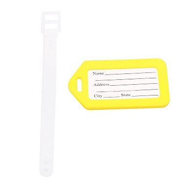Rectangle Shape Plastic Bag Name Label Luggage Tag 20 Pcs Yellow White