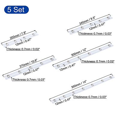 5 Set Corset Busk, 8,10,11,12,14 Inch White Steel Boning Support with Silver Buttons Spring Steel