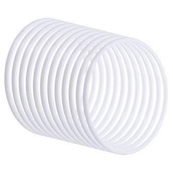 8.1" Dream Catcher Rings, 12 pc Plastic Macrame Wreath Floral Round Ring Hoop White