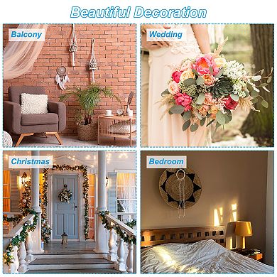 8.1" Dream Catcher Rings, 12 Pcs Plastic Macrame Wreath Floral Round Ring Hoop White