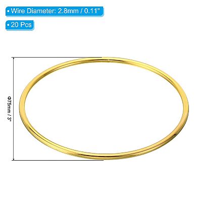 3 Inch Dream Catcher Rings, 20 Pcs Metal Macrame Wreath Floral Round Ring Hoop, Gold