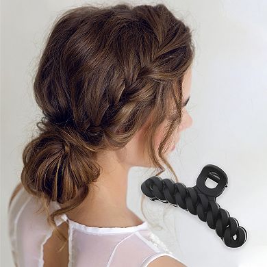 Frosted Chain Hair Clips for Home Black 1 Pc
