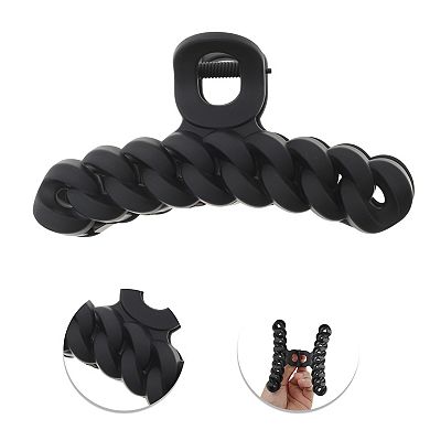 Frosted Chain Hair Clips for Home Black 1 Pc