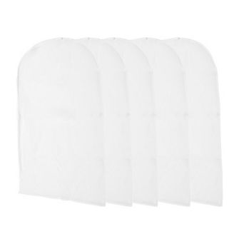 Dustproof Garment Bag Zipper Clothing Dust Cover 31.5"x23.62" White 5 pc