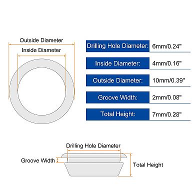 50 Pcs Rubber Grommets, 4mm ID 6mm Drill Hole Double Sided Hollow Firewall Hole Plugs, Black