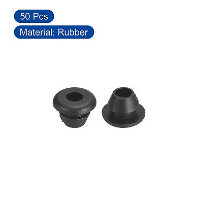 50 Pcs Rubber Grommets, 4mm ID 6mm Drill Hole Double Sided Hollow Firewall Hole Plugs, Black