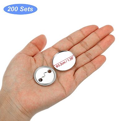 1.3 Inch Button Making Supplies, 200 Pcs Round Badge Blank Button, Button Parts for Button Maker