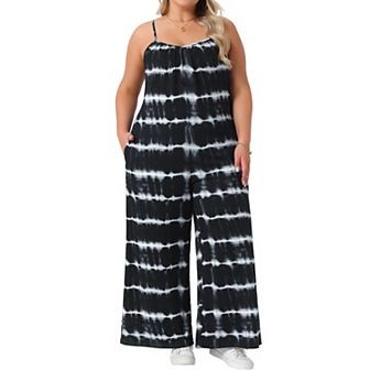Women's Plus Size Jumpsuit Adjustable Strap Sleeveless Stretchy Wide Leg Long Pants Romper Summer