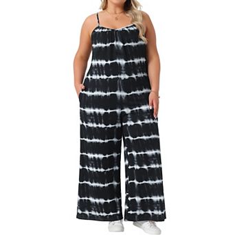 Women's Plus Size Jumpsuit Adjustable Strap Sleeveless Stretchy Wide Leg Long Pants Romper Summer
