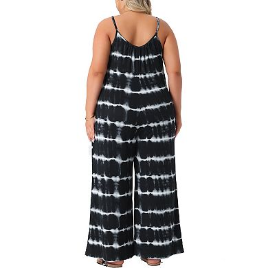 Women's Plus Size Jumpsuit Adjustable Strap Sleeveless Stretchy Wide Leg Long Pants Romper Summer