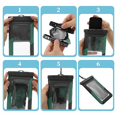 2 Pcs Half Stripe Mobile Waterproof Bag Universal Waterproof Case 5.51"x9.06"
