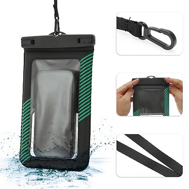 2 Pcs Half Stripe Mobile Waterproof Bag Universal Waterproof Case 5.51"x9.06"
