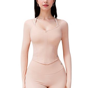 Women's Long Sleeve Zip-Up Top with Thumbholes