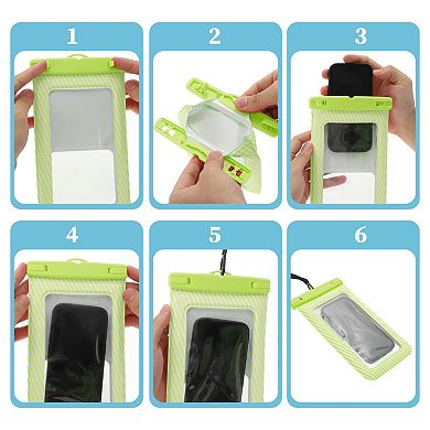 2 Pcs Full Stripe Mobile Waterproof Bag Universal Waterproof Case 5.51"x9.06"