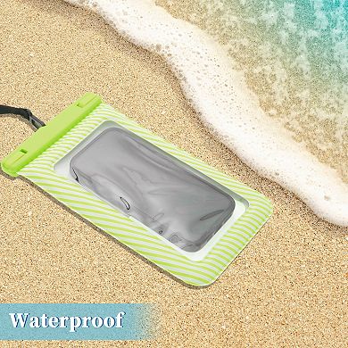 2 Pcs Full Stripe Mobile Waterproof Bag Universal Waterproof Case 5.51"x9.06"