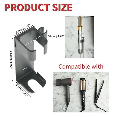 Wall Mounted Hair Dryer Holder for Curling Iron Diameter Less Than 45mm Gray