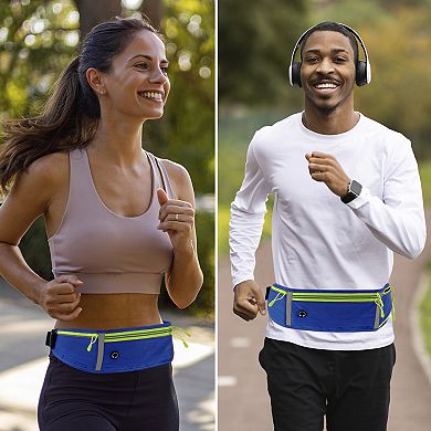 Waist Pack Bag with Water Bottle Holder, Reflective Runners Belt, Jogging Pocket Belt