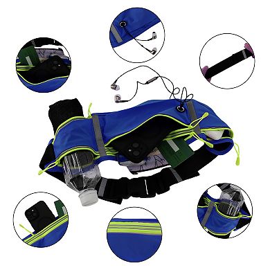 Waist Pack Bag with Water Bottle Holder, Reflective Runners Belt, Jogging Pocket Belt