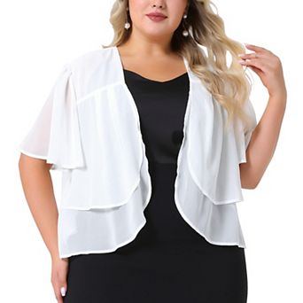 Plus Size Cropped Cardigan for Women Short Sleeve Open Front Lightweight Sheer Shrug
