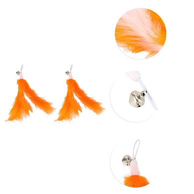 2 Pcs Feather Cat Wand Replacement for Pet Interactive, Cat Wand Refill Attachments for Cats