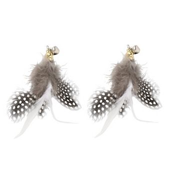 2 pc Feather Cat Wand Replacement for Pet Interactive, Cat Wand Refill Attachments for Cats