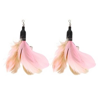 2 pc Feather Cat Wand Replacement for Pet Interactive, Cat Wand Refill Attachments for Cats