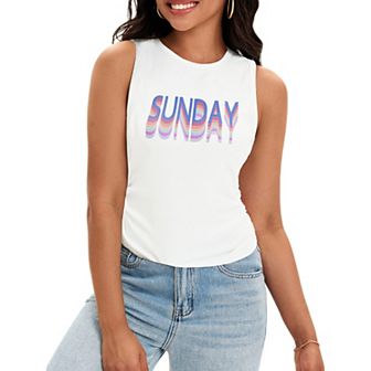 Women's Ruched Tank Tops Summer Ribbed Crew Neck Sleeveless Tops Fitted Basic Tees Shirts