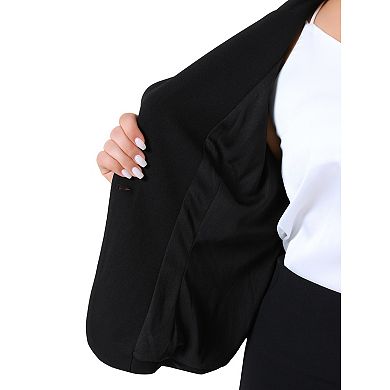 Plus Size Casual Blazers for Women 3/4 Ruched Sleeve Notch Lapel Work Office Crop Suit Blazer