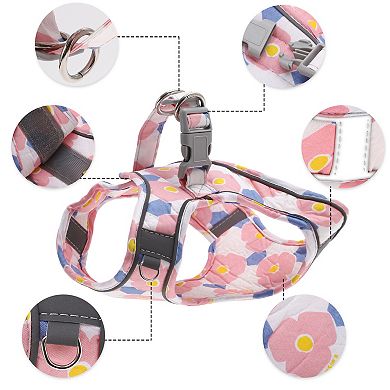 Puppy Dog Harness and Leash Set W/ Reflective Strips, Magic Tapes Pet Harness for Walkings