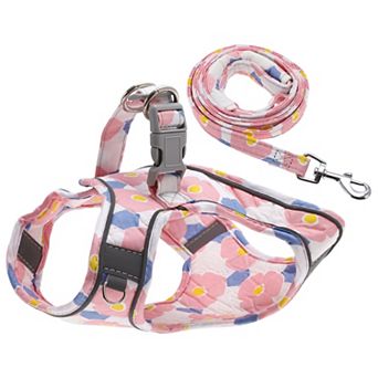 Puppy Dog Harness and Leash Set W/ Reflective Strips, Magic Tapes Pet Harness for Walkings