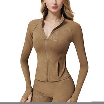 Women's Full Zip Active Jacket with Seamless Fit and Thumbhole Sleeves for Comfort and Style