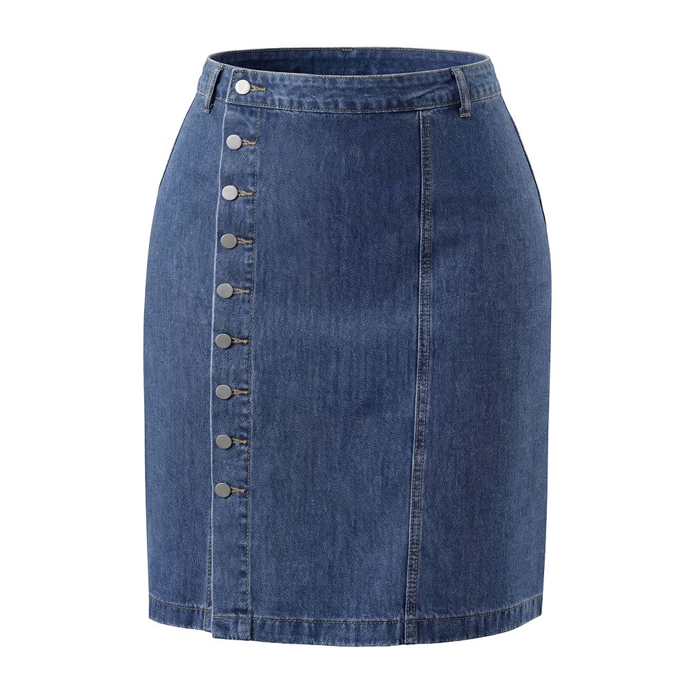 Women Midi denim skirt plus size