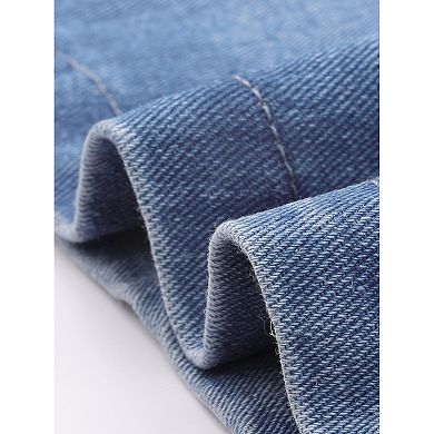 Plus Size Denim Overall Dress for Women Sleeveless V Neck Denim Jumper Dress Pinafore