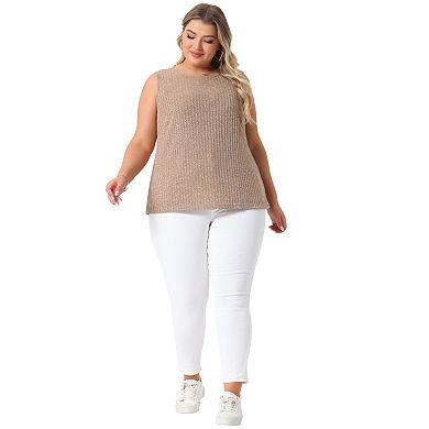 Plus Size Tank Tops for Women Round Neck Summer Sleeveless Casual Basic Shirts