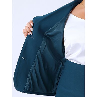 Plus Size Women Blazer Suits Notch Lapel Short Sleeve Office Pencil Skirt Business Skirt Set